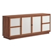 Pemberly Row 63-Inch Wood Grain TV Console with Storage in Walnut Finish