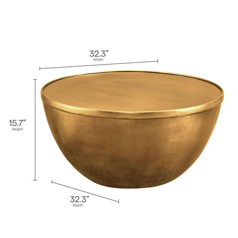 Pemberly Row 32-Inch Metal Storage Coffee Table in Burnished Brass Finish