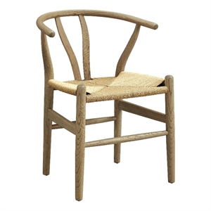 Pemberly Row 29&quot Elm Wood Dining Chair in Gray with Paper Rope Seat