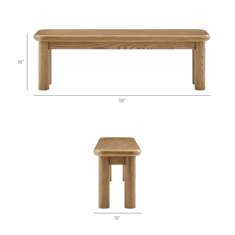 Pemberly Row 58 in Backless Oak Bench in Weathered Oak Finish