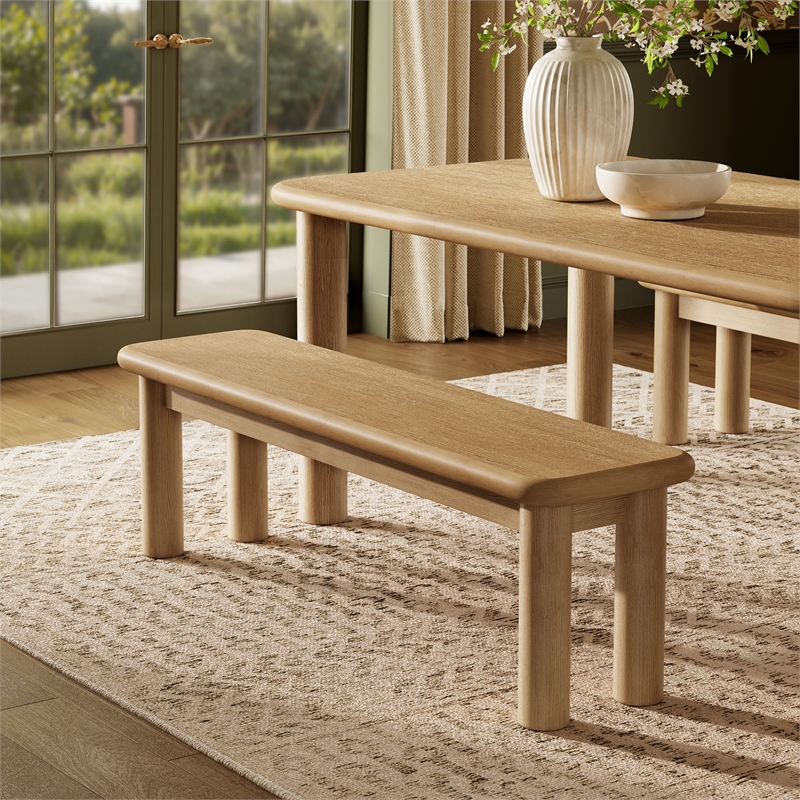 Pemberly Row 58 in Backless Oak Bench in Weathered Oak Finish