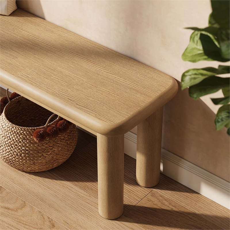 Pemberly Row 58 in Backless Oak Bench in Weathered Oak Finish