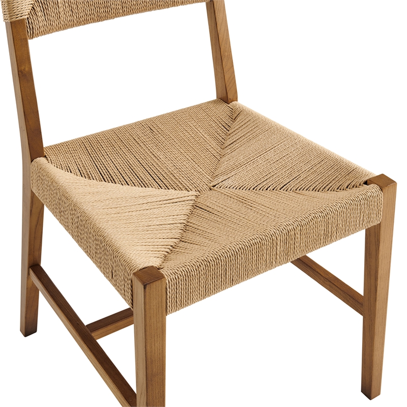 Pemberly Row Elm Wood Dining Side Chair Set of 2 with Paper Rope Seat