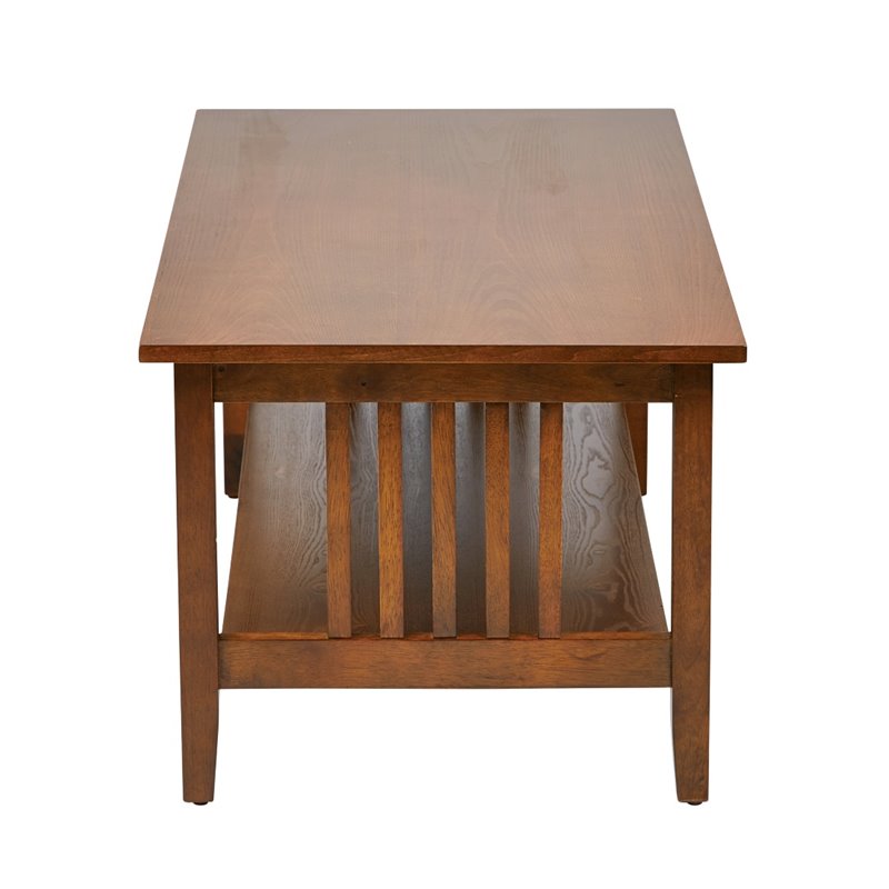 Pemberly Row Mission Style Coffee Table in Ash Brown Wood