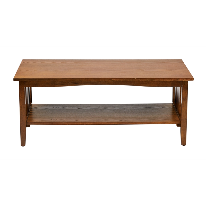 Pemberly Row Mission Style Coffee Table in Ash Brown Wood