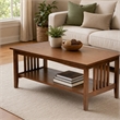 Pemberly Row Mission Style Coffee Table in Ash Brown Wood