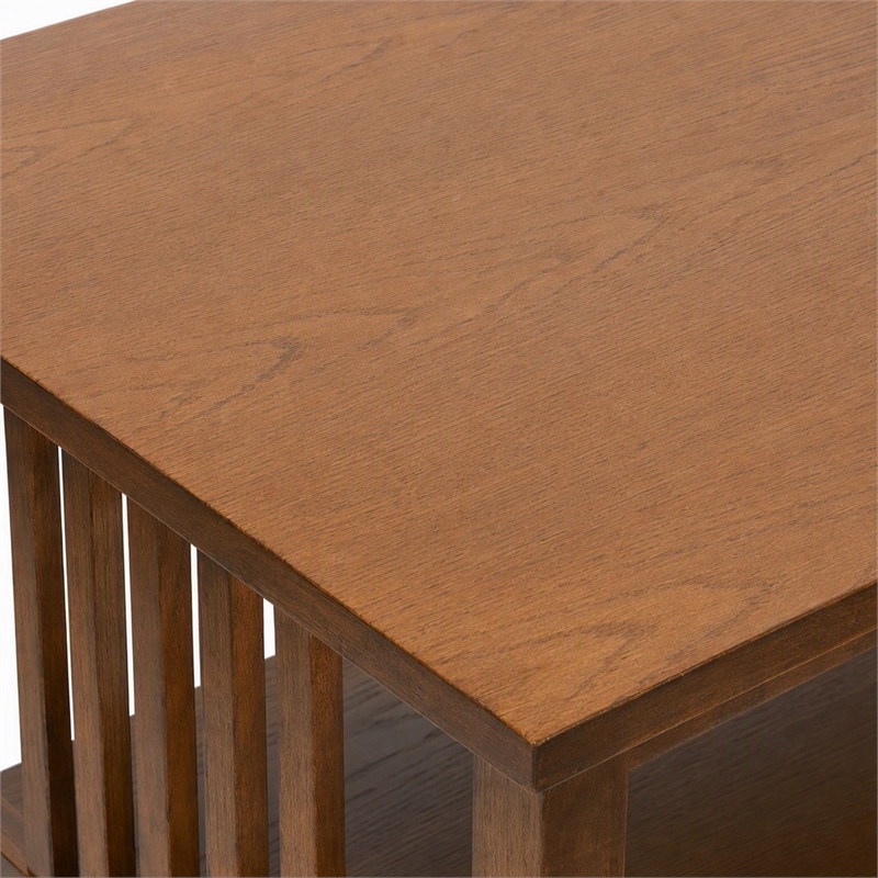 Pemberly Row Mission Style Coffee Table in Ash Brown Wood