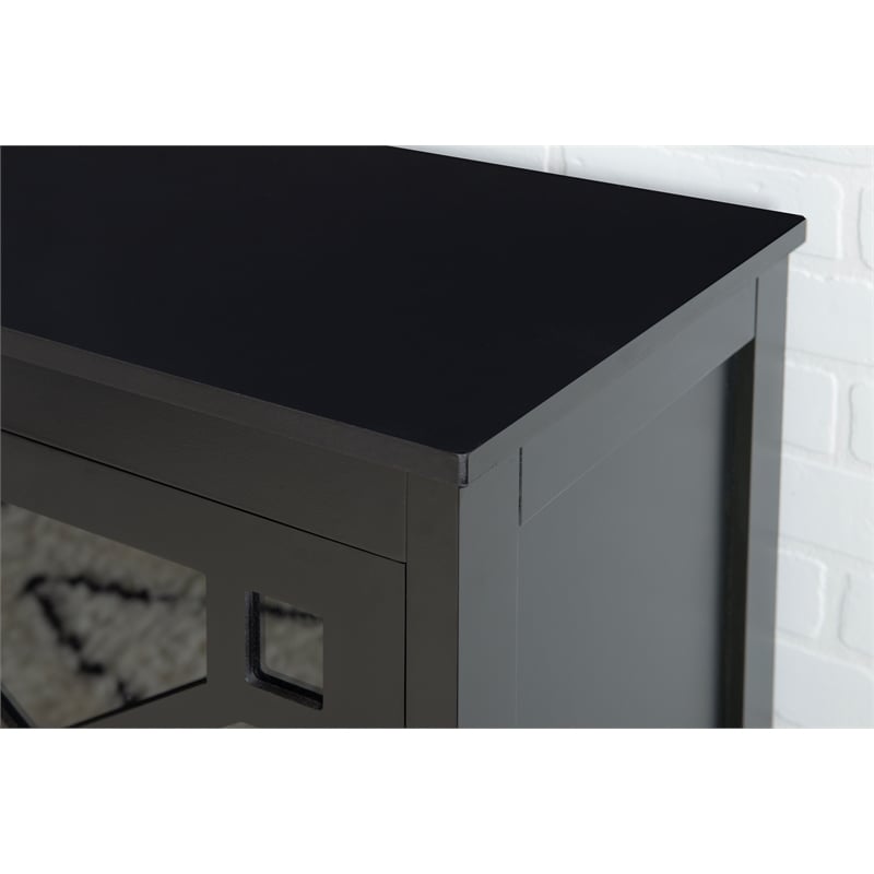 Pemberly Row Large Cabinet with Glass Doors and 3 Shelves in Black