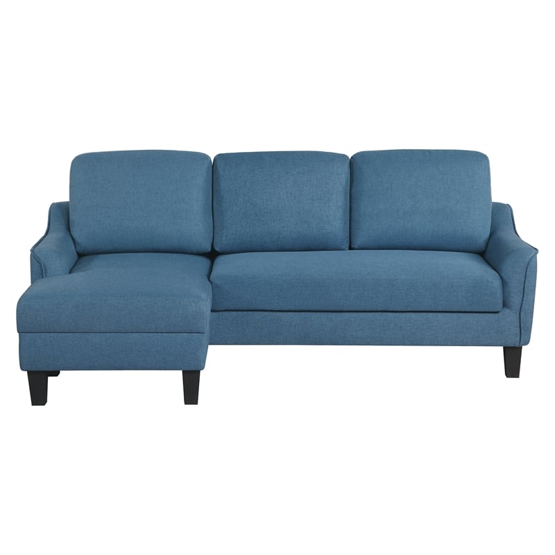 Pemberly Row Chaise Sleeper Sofa in Blue Upholstery with Black Legs