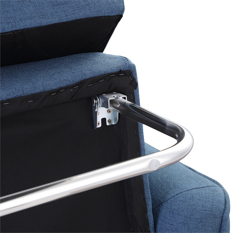 Pemberly Row Chaise Sleeper Sofa in Blue Upholstery with Black Legs