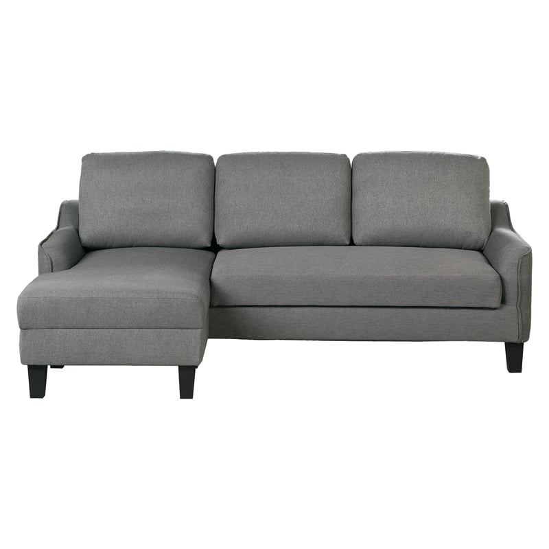 Pemberly Row Chaise Sleeper Sofa in Gray Upholstery with Black Legs