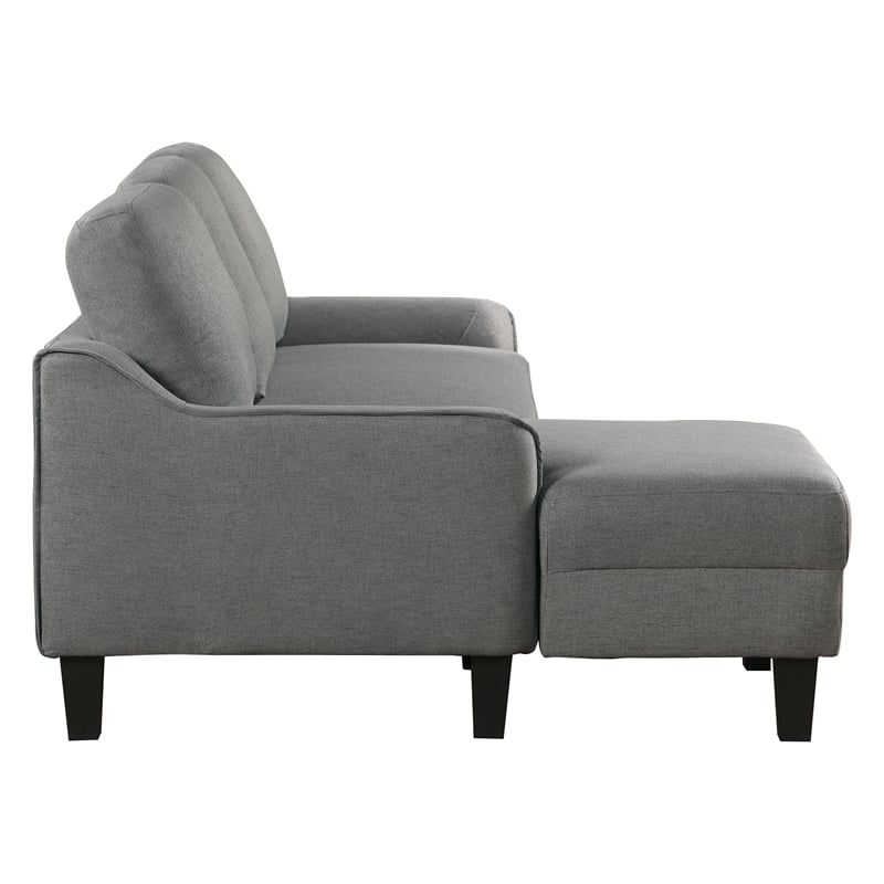 Pemberly Row Chaise Sleeper Sofa in Gray Upholstery with Black Legs