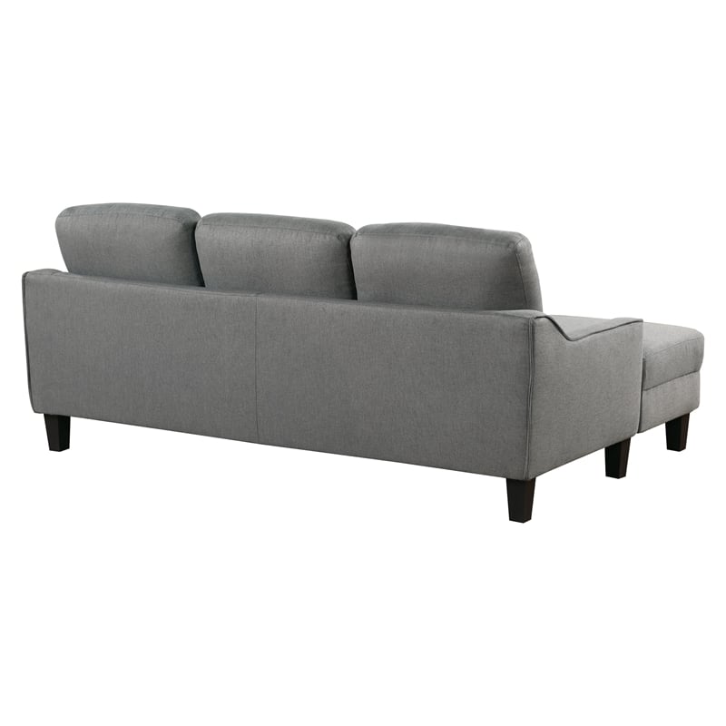 Pemberly Row Chaise Sleeper Sofa in Gray Upholstery with Black Legs