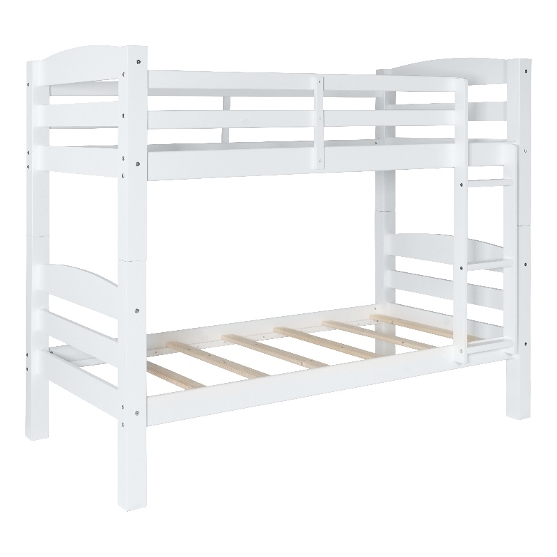 Pemberly Row Twin Over Twin Wood Bunk Bed in White Finish