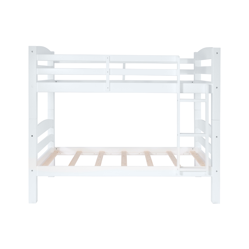 Pemberly Row Twin Over Twin Wood Bunk Bed in White Finish