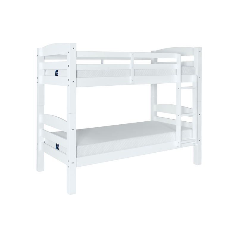 Pemberly Row Twin Over Twin Wood Bunk Bed in White Finish