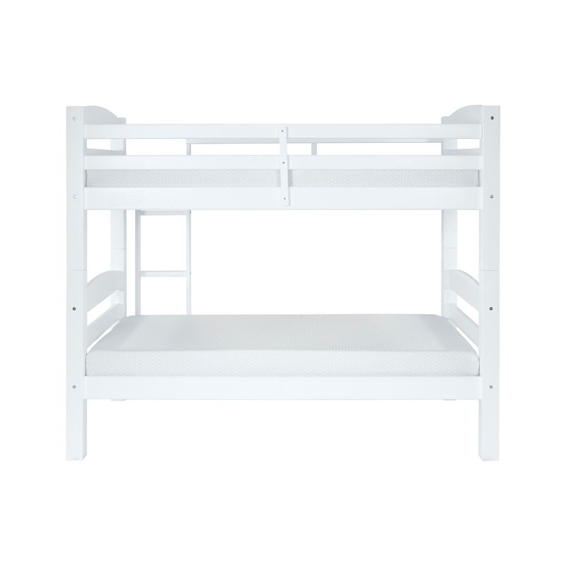 Pemberly Row Twin Over Twin Wood Bunk Bed in White Finish