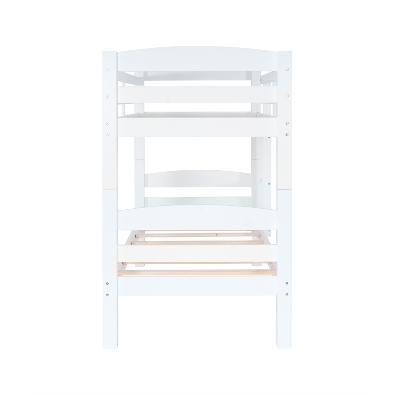 Pemberly Row Twin Over Twin Wood Bunk Bed in White Finish