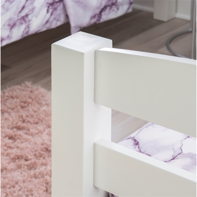 Pemberly Row Twin Over Twin Wood Bunk Bed in White Finish