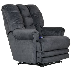 Pemberly Row Power Lay Flat Recliner in Blue Polyester Fabric