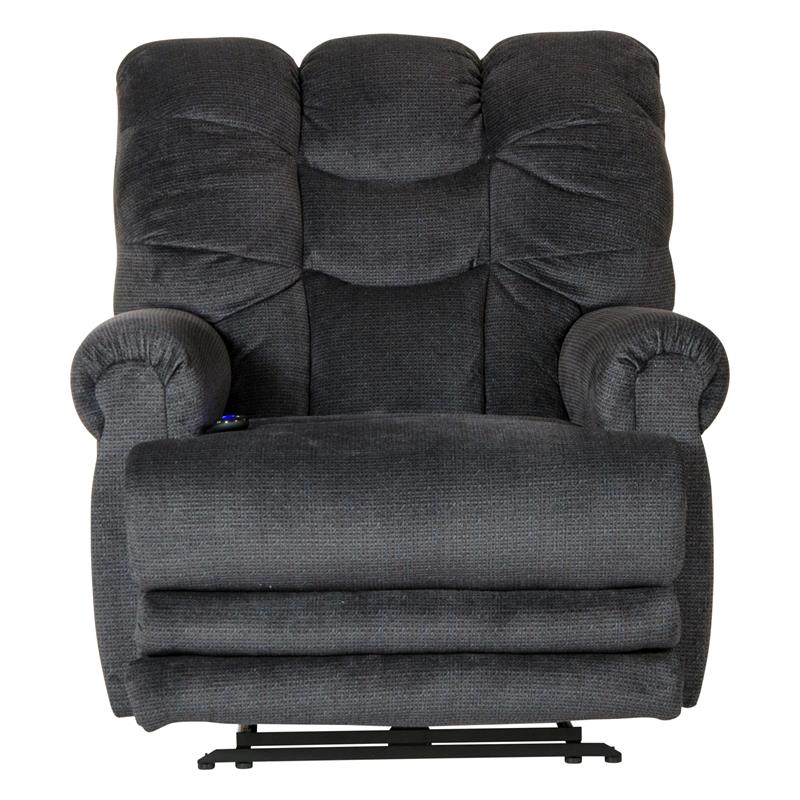 Pemberly Row Power Lay Flat Recliner in Blue Polyester Fabric