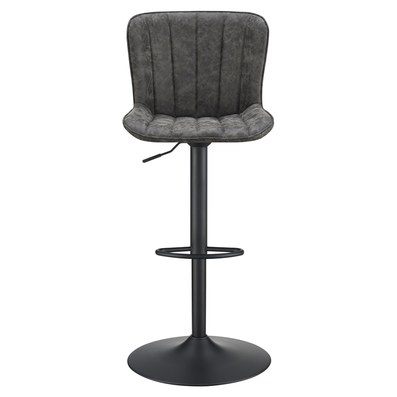 Pemberly Row Height Adjustable Swivel Stool 2-Pack in Charcoal Faux Leather