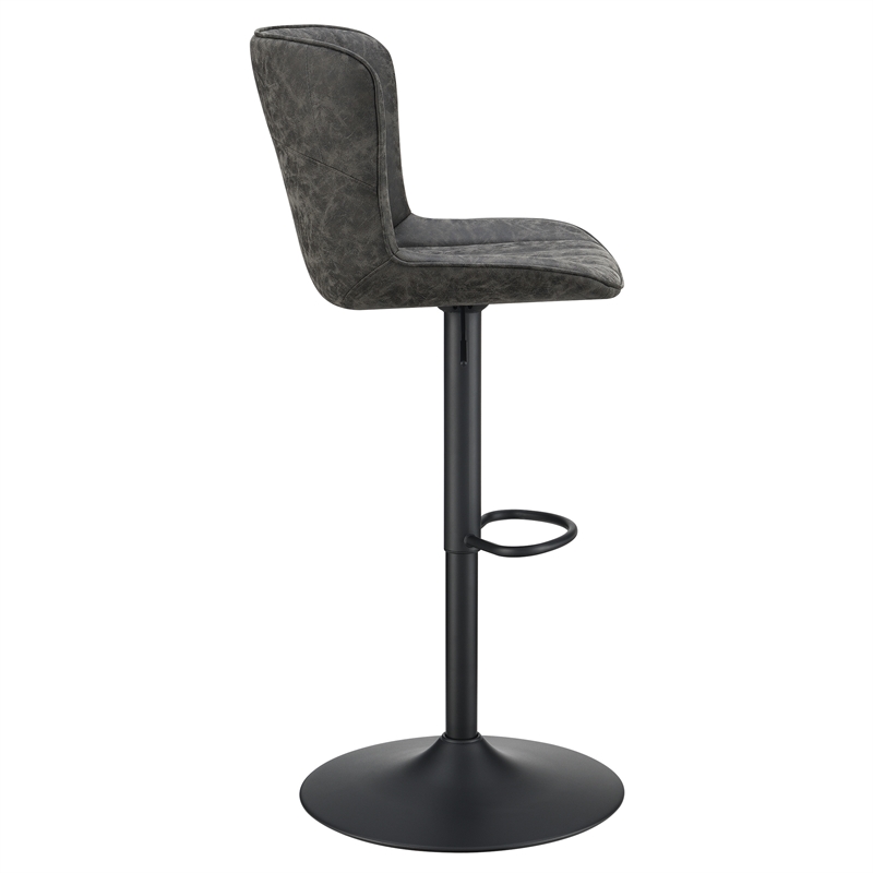 Pemberly Row Height Adjustable Swivel Stool 2-Pack in Charcoal Faux Leather