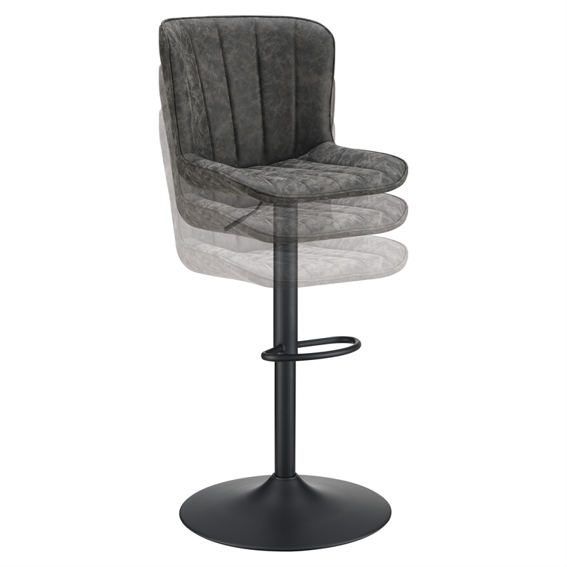 Pemberly Row Height Adjustable Swivel Stool 2-Pack in Charcoal Faux Leather