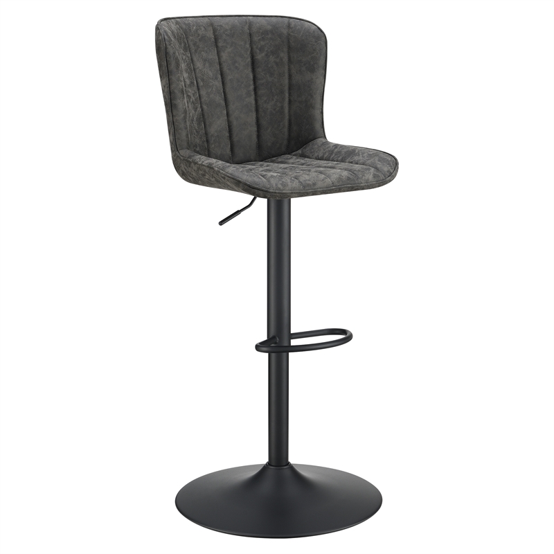 Pemberly Row Height Adjustable Swivel Stool 2-Pack in Charcoal Faux Leather
