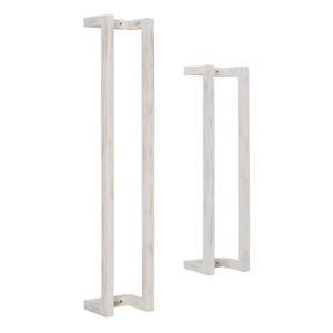 Pemberly Row Mango Wood Towel Rack Set in Rustic White Finish