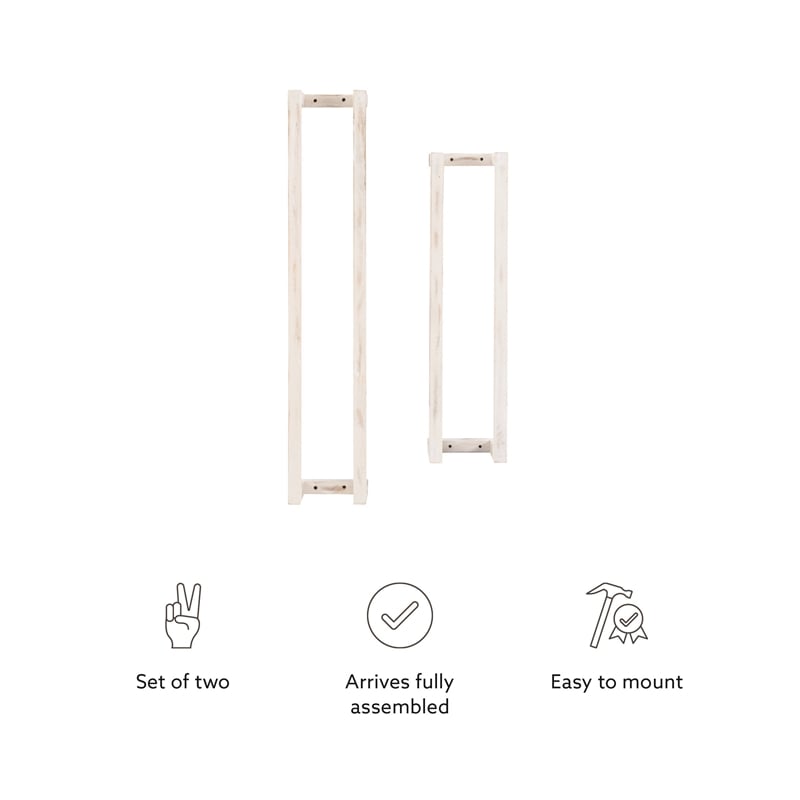 Pemberly Row Mango Wood Towel Rack Set in Rustic White Finish