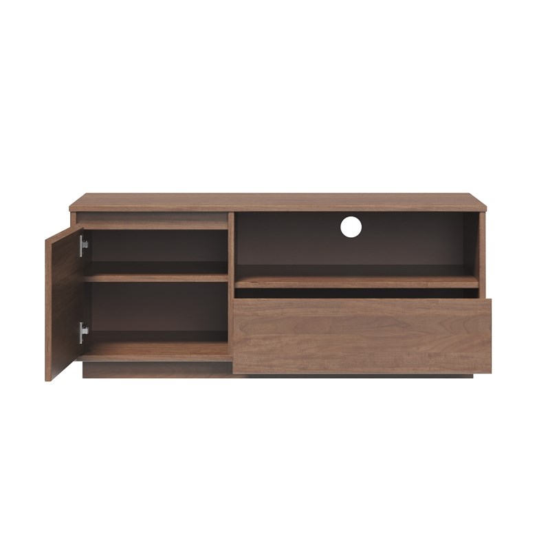 Pemberly Row Midcentury Mahogany Media Console in Warm Walnut Finish
