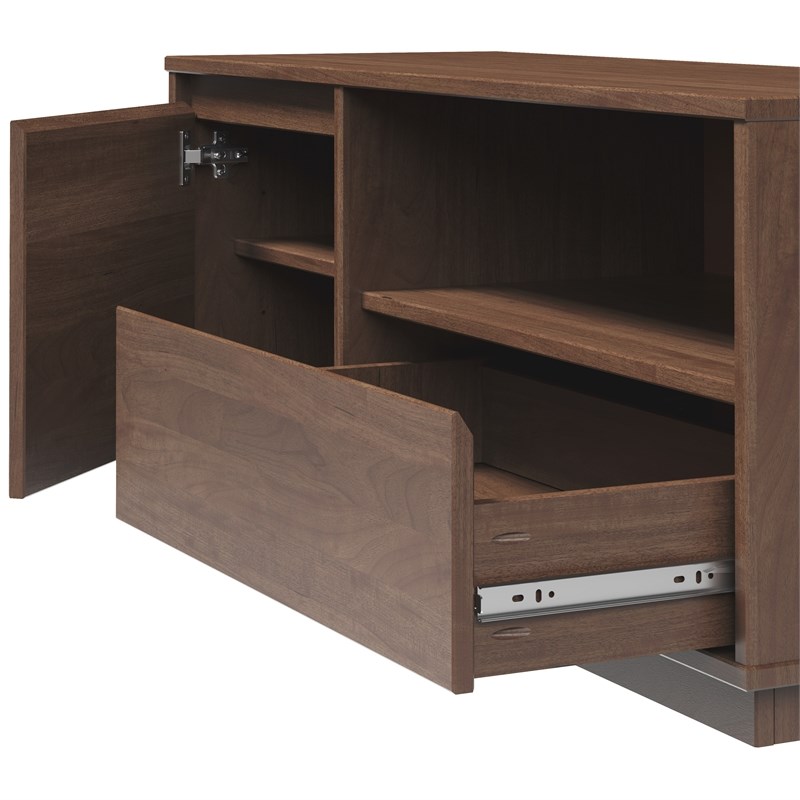 Pemberly Row Midcentury Mahogany Media Console in Warm Walnut Finish