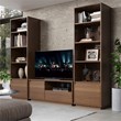 Pemberly Row Midcentury Mahogany Media Console in Warm Walnut Finish