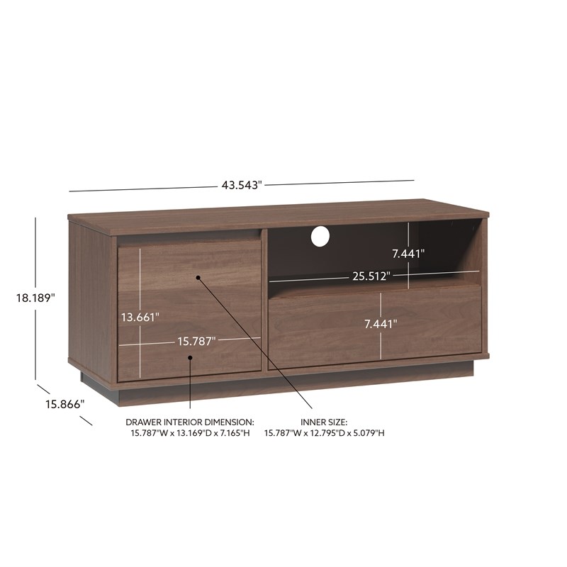 Pemberly Row Midcentury Mahogany Media Console in Warm Walnut Finish