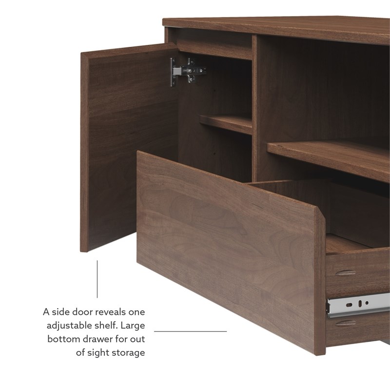 Pemberly Row Midcentury Mahogany Media Console in Warm Walnut Finish