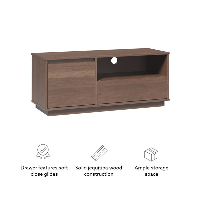 Pemberly Row Midcentury Mahogany Media Console in Warm Walnut Finish