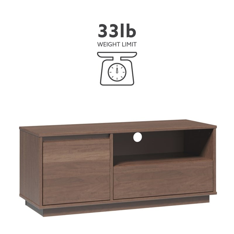Pemberly Row Midcentury Mahogany Media Console in Warm Walnut Finish