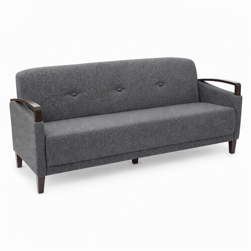 Pemberly Row Charcoal Sofa with Espresso Wood Accents