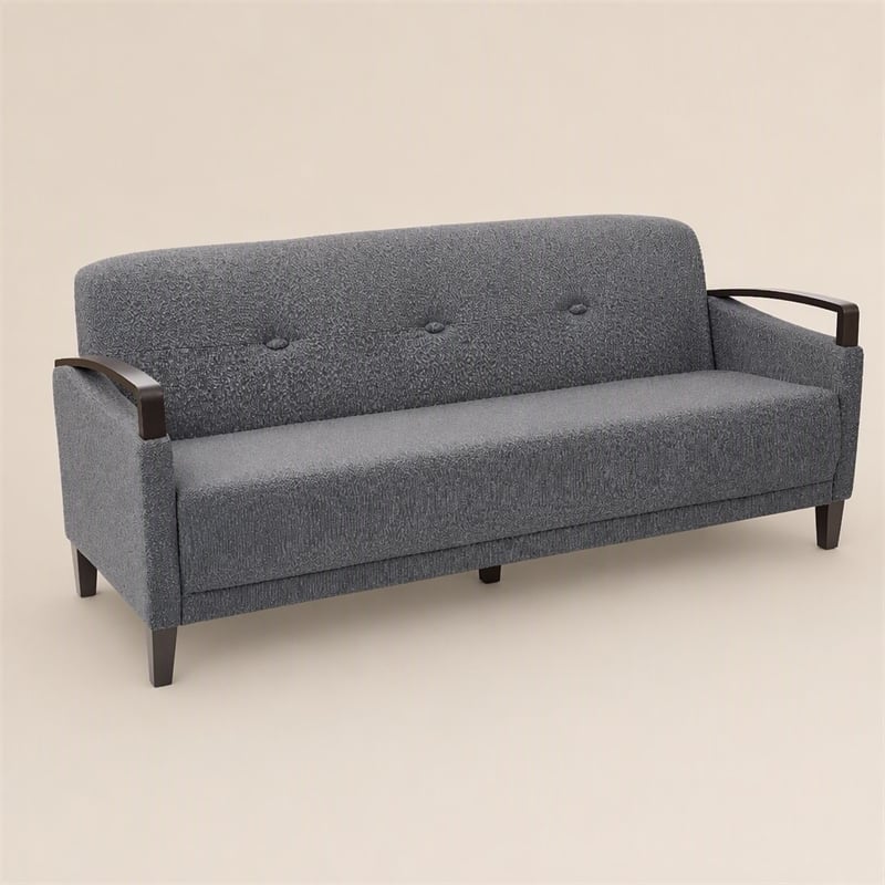 Pemberly Row Charcoal Sofa with Espresso Wood Accents