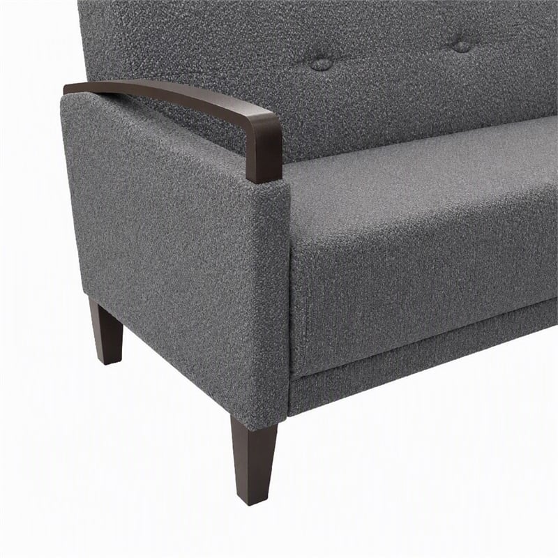 Pemberly Row Charcoal Sofa with Espresso Wood Accents