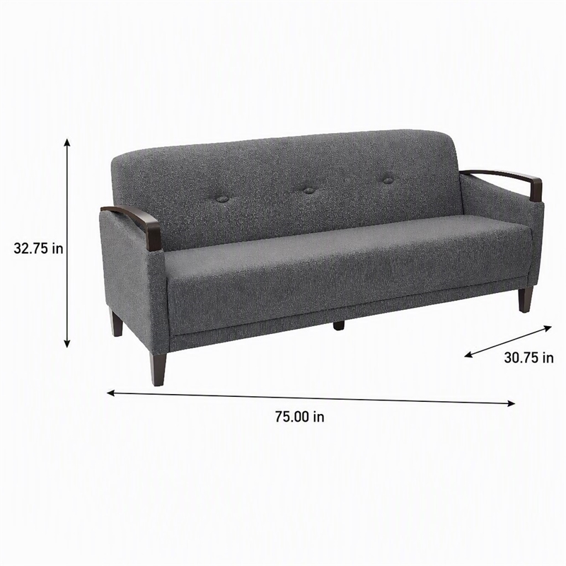 Pemberly Row Charcoal Sofa with Espresso Wood Accents