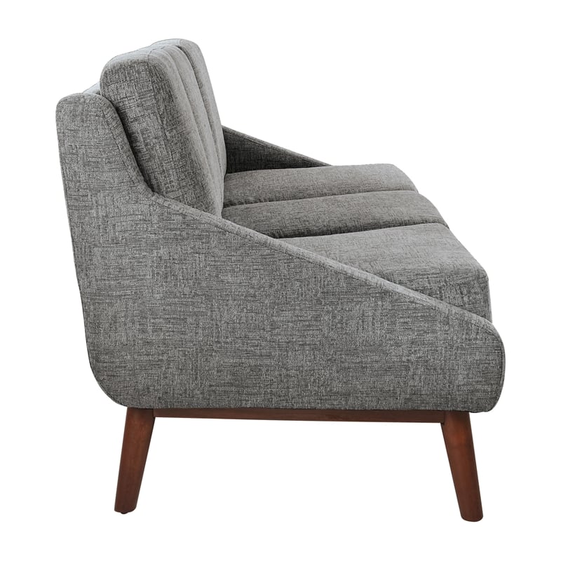 Pemberly Row Mid-Century Sofa in Charcoal Fabric with Coffee Finish Legs