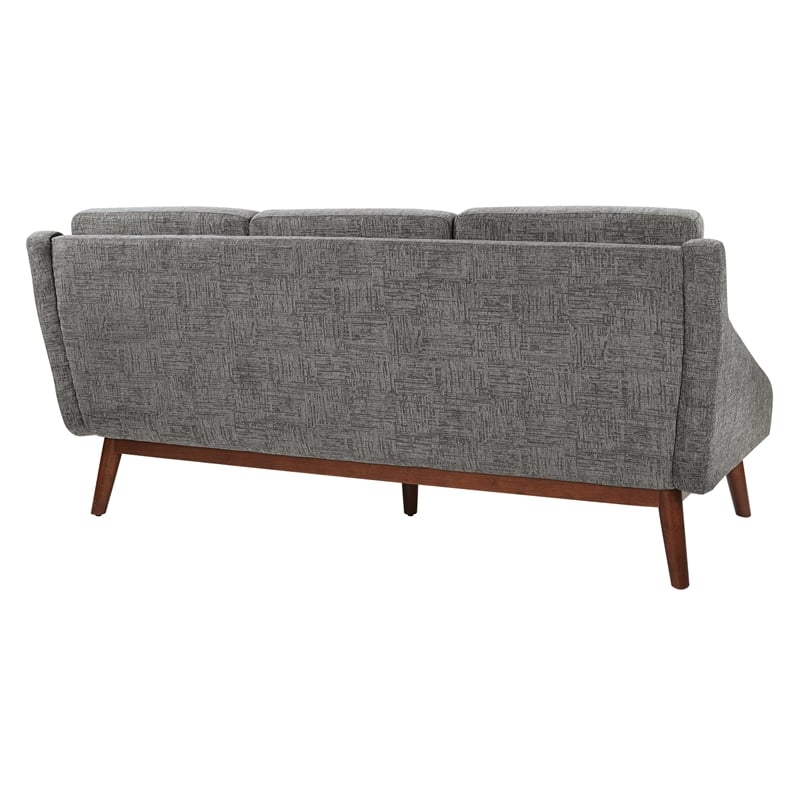 Pemberly Row Mid-Century Sofa in Charcoal Fabric with Coffee Finish Legs