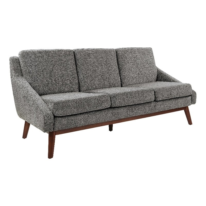 Pemberly Row Mid-Century Sofa in Charcoal Fabric with Coffee Finish Legs