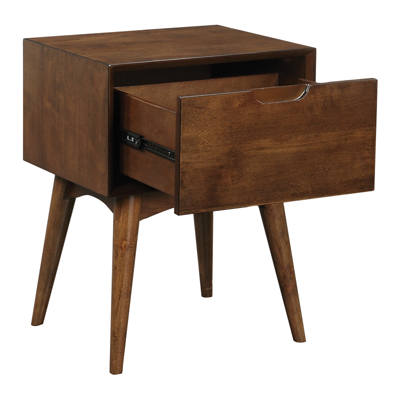 Pemberly Row Accent Table with Drawer and Tapered Legs in Walnut Finish
