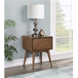 Pemberly Row Accent Table with Drawer and Tapered Legs in Walnut Finish