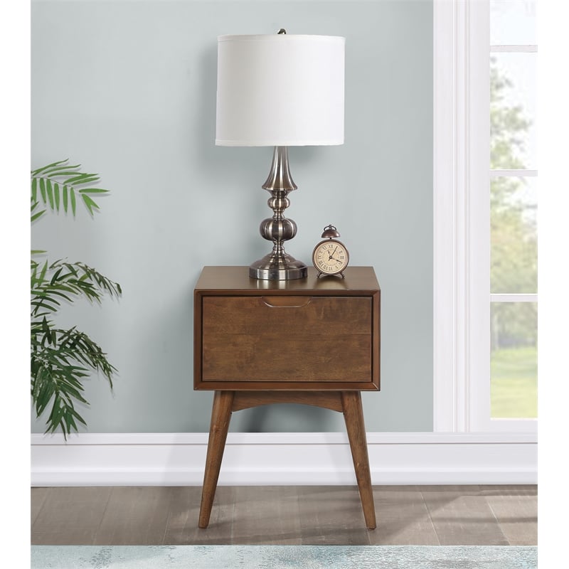 Pemberly Row Accent Table with Drawer and Tapered Legs in Walnut Finish
