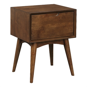 Pemberly Row Accent Table with Drawer and Tapered Legs in Walnut Finish
