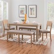 Pemberly Row Backless Acacia Bench with Upholstered Seat in Washed Gray